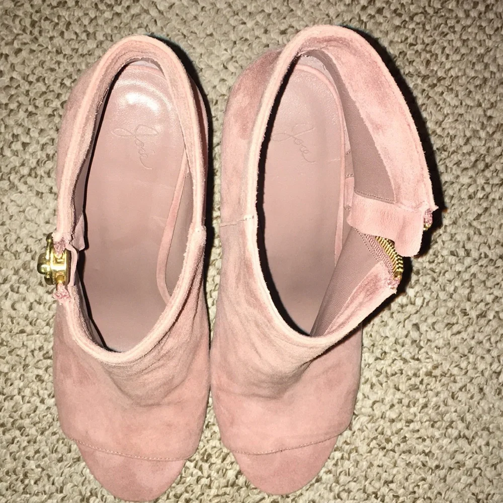 JOIE REAL SUEDE BLUSH COLOR PEEP TOE LEATHER SOLED EUC BOOTIES WORN 1x size eu40 - Picture 8 of 13